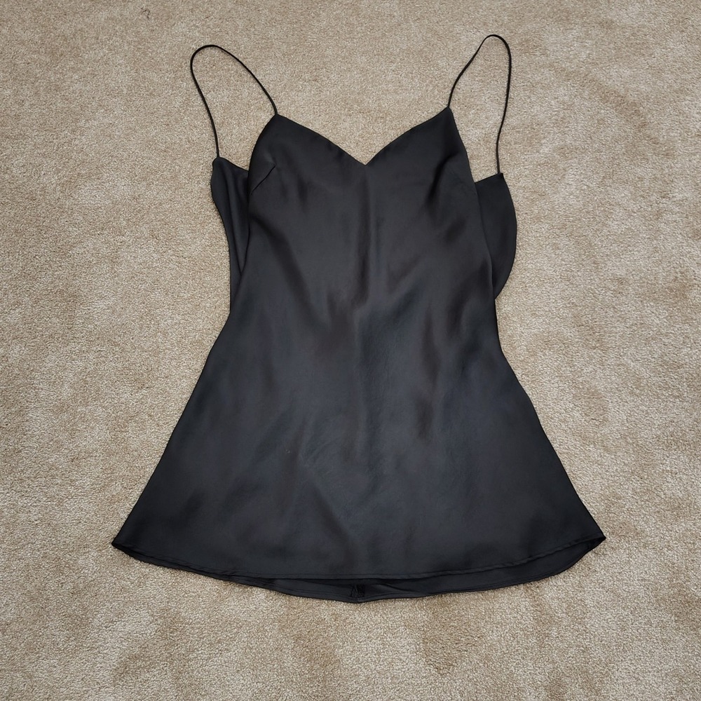 ZARA Mini Dress Womens LG Black Lined Satin Slip Mini Dress GOING OUT - Picture 1 of 7